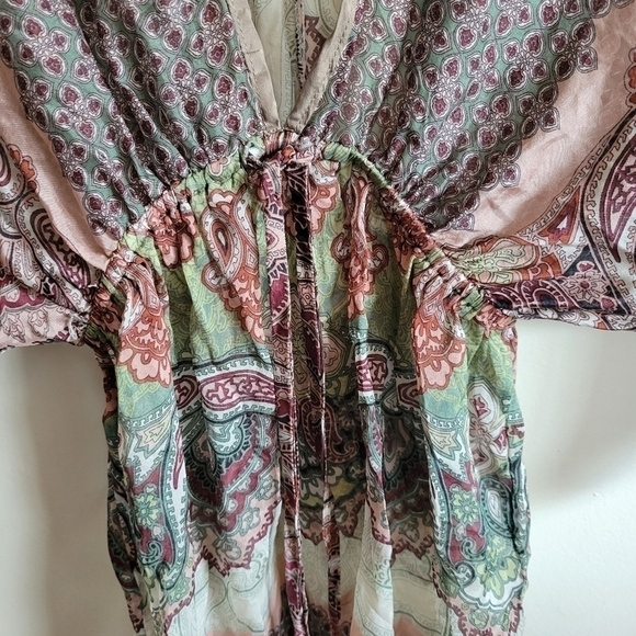 Karen Kane 100% Silk Sheer Balloon Short Sleeve Blouse Extra Small XS - Picture 3 of 7